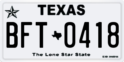 TX license plate BFT0418
