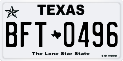 TX license plate BFT0496