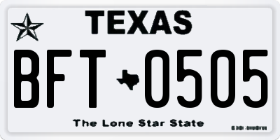 TX license plate BFT0505