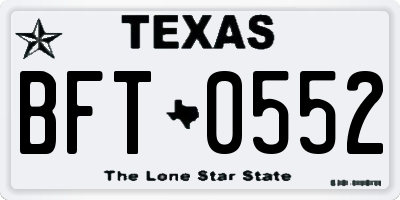 TX license plate BFT0552