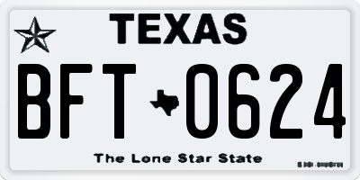 TX license plate BFT0624