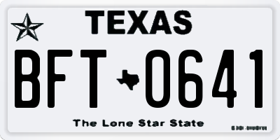 TX license plate BFT0641