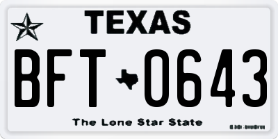 TX license plate BFT0643