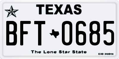 TX license plate BFT0685