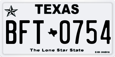 TX license plate BFT0754