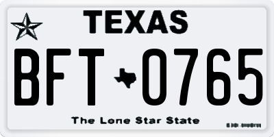 TX license plate BFT0765