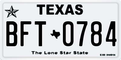 TX license plate BFT0784