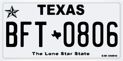 TX license plate BFT0806