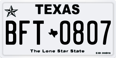 TX license plate BFT0807