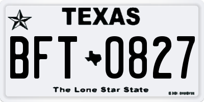 TX license plate BFT0827