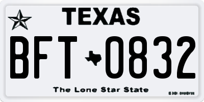 TX license plate BFT0832