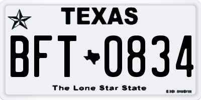 TX license plate BFT0834