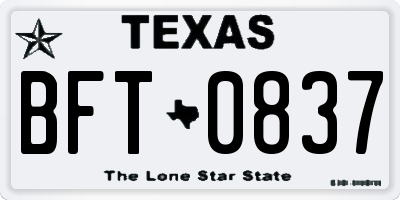 TX license plate BFT0837
