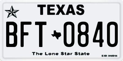 TX license plate BFT0840