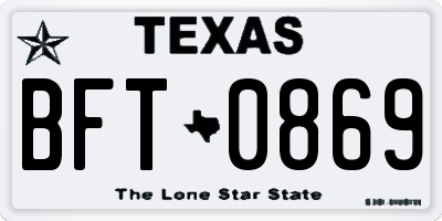 TX license plate BFT0869