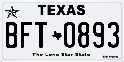 TX license plate BFT0893