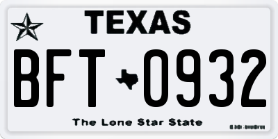TX license plate BFT0932
