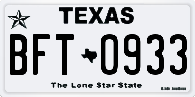 TX license plate BFT0933