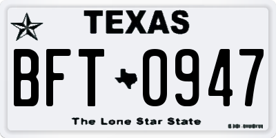 TX license plate BFT0947