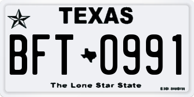 TX license plate BFT0991