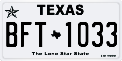 TX license plate BFT1033