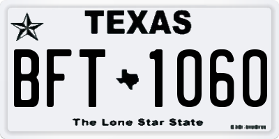 TX license plate BFT1060