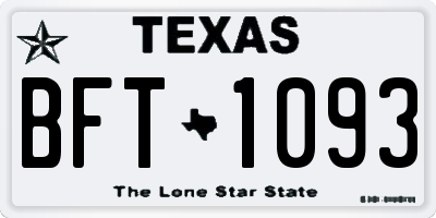 TX license plate BFT1093