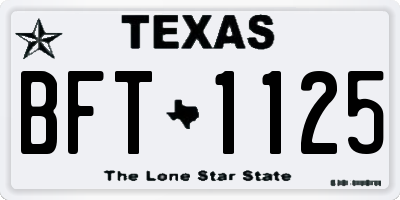 TX license plate BFT1125