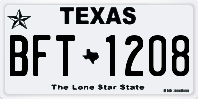 TX license plate BFT1208