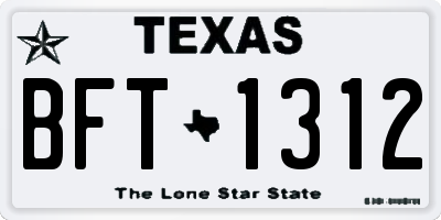 TX license plate BFT1312