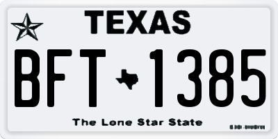 TX license plate BFT1385