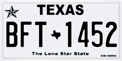 TX license plate BFT1452