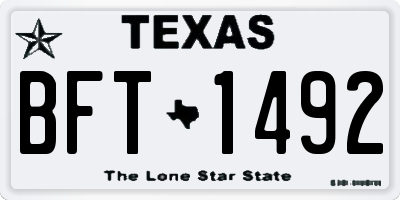 TX license plate BFT1492