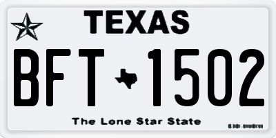TX license plate BFT1502