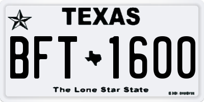 TX license plate BFT1600