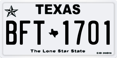 TX license plate BFT1701