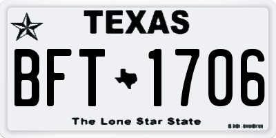 TX license plate BFT1706