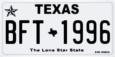 TX license plate BFT1996
