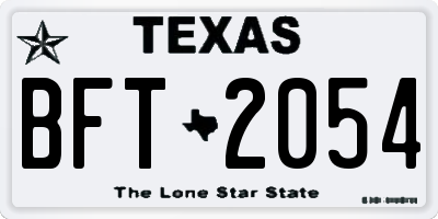 TX license plate BFT2054