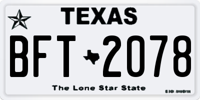 TX license plate BFT2078