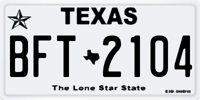 TX license plate BFT2104