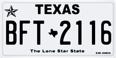 TX license plate BFT2116