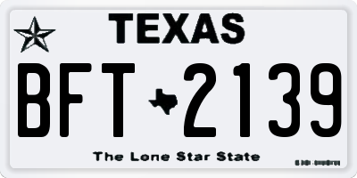 TX license plate BFT2139