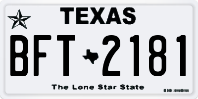 TX license plate BFT2181