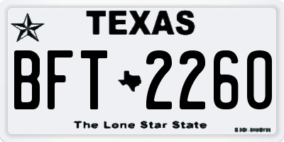 TX license plate BFT2260