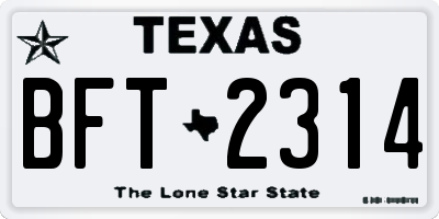 TX license plate BFT2314