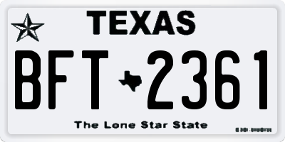 TX license plate BFT2361