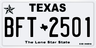 TX license plate BFT2501