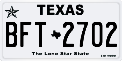 TX license plate BFT2702