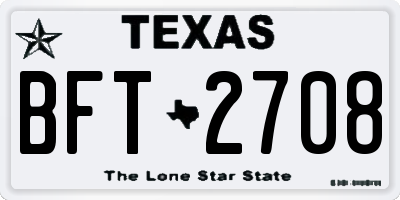 TX license plate BFT2708